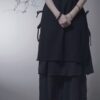 有機棉 開衩雙結長版無袖 | 黑 白 | Side-Tie Tunic