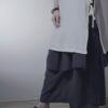 有機棉 開衩雙結長版無袖 | 黑 白 | Side-Tie Tunic