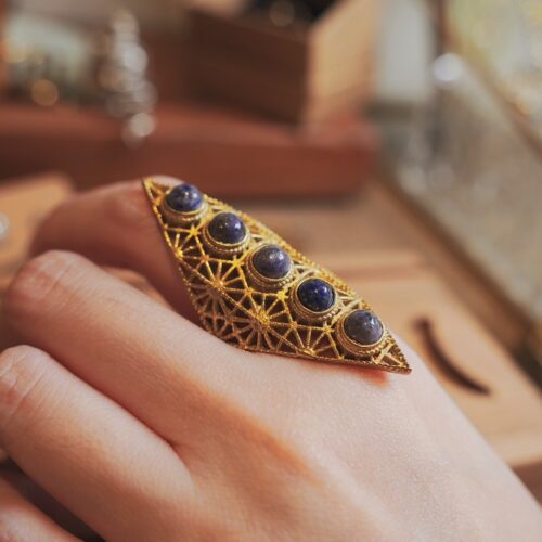 神聖幾何 青金石盾形戒指 | Shield Ring