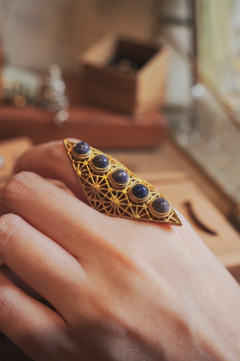 神聖幾何 青金石盾形戒指 | Shield Ring