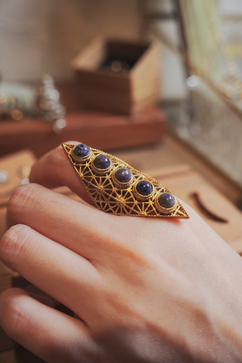 神聖幾何 青金石盾形戒指 | Shield Ring