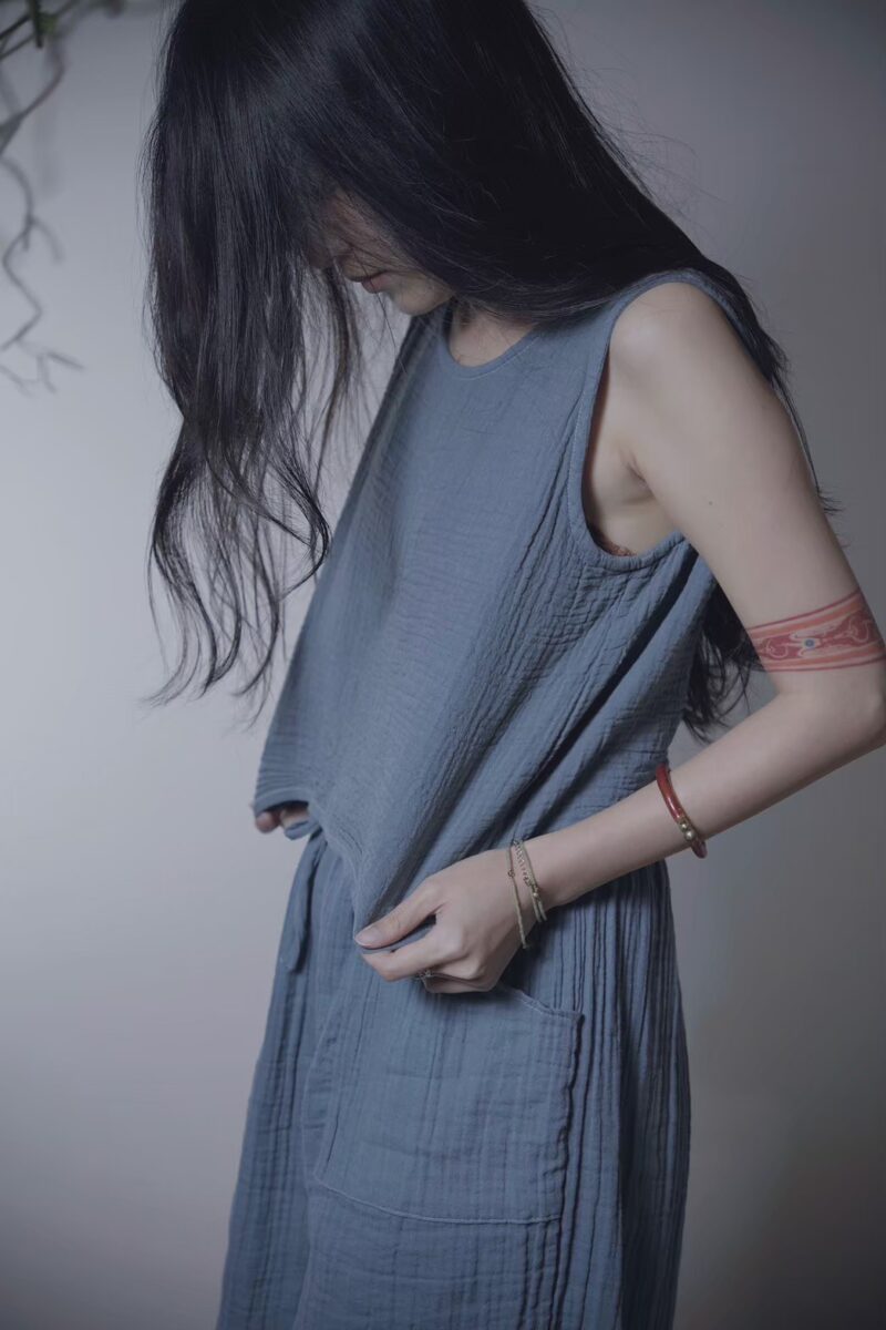 有機棉 eco瑜珈純色套裝 霾藍 | Whole Set