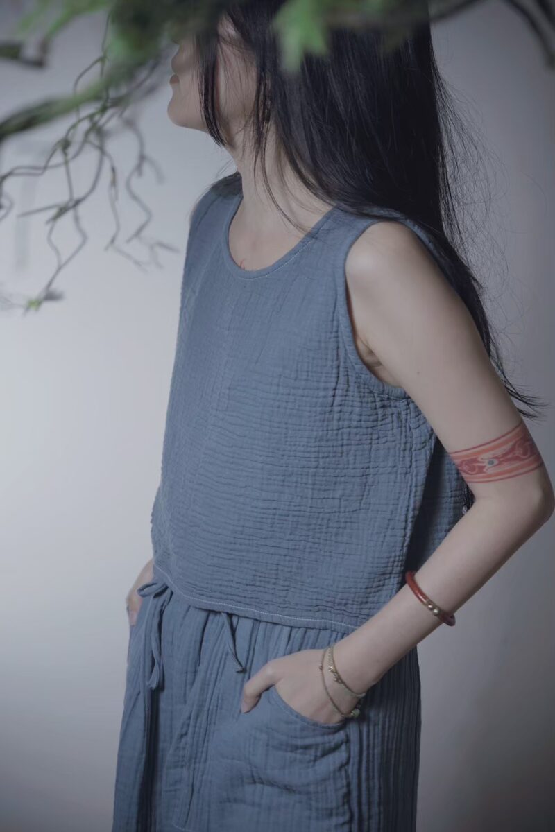有機棉 eco瑜珈純色套裝 霾藍 | Whole Set