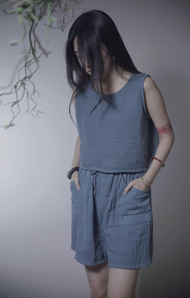 有機棉 eco瑜珈純色套裝 霾藍 | Whole Set