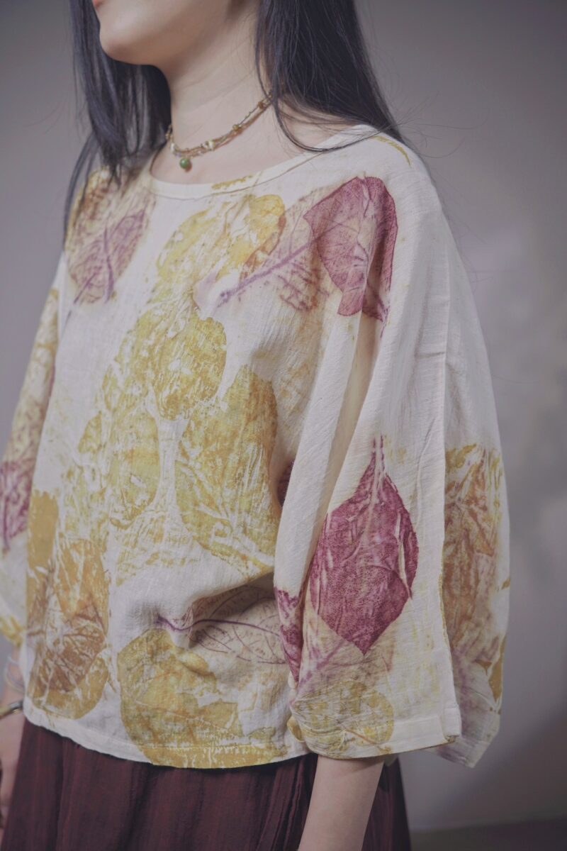 有機棉 植物捶染蝴蝶袖上衣 | 夏岩 | Batwing Sleeve Top