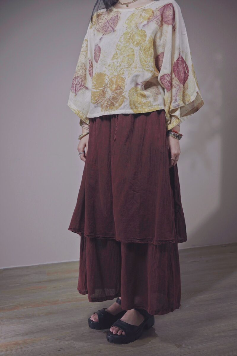有機棉 植物捶染蝴蝶袖上衣 | 夏岩 | Batwing Sleeve Top