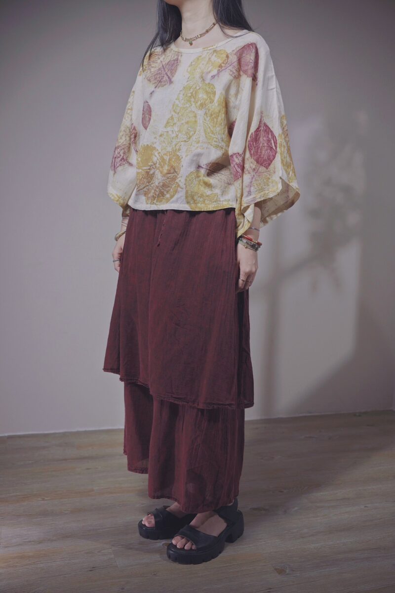 有機棉 植物捶染蝴蝶袖上衣 | 夏岩 | Batwing Sleeve Top