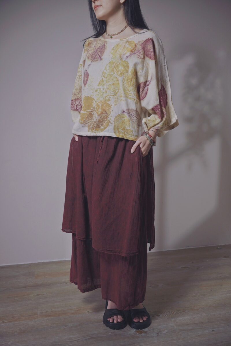 有機棉 植物捶染蝴蝶袖上衣 | 夏岩 | Batwing Sleeve Top