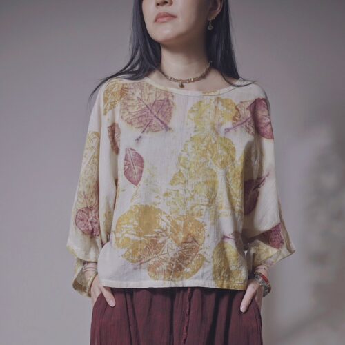 有機棉 植物捶染蝴蝶袖上衣 | 夏岩 | Batwing Sleeve Top