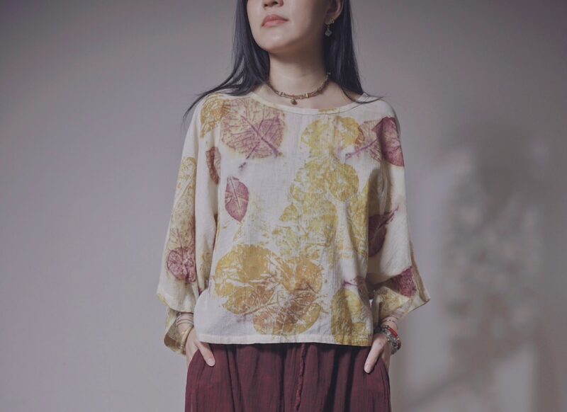 有機棉 植物捶染蝴蝶袖上衣 | 夏岩 | Batwing Sleeve Top