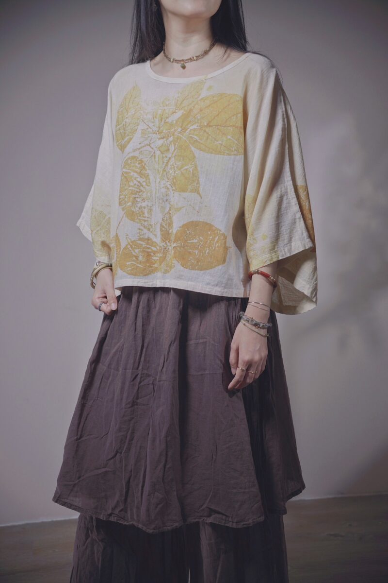 有機棉 植物捶染蝴蝶袖上衣 | 冶金 | Batwing Sleeve Top