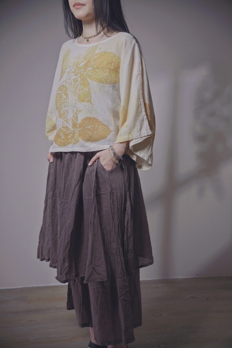 有機棉 植物捶染蝴蝶袖上衣 | 冶金 | Batwing Sleeve Top