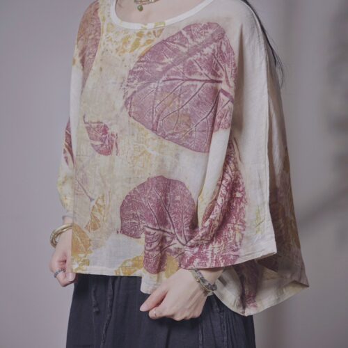 有機棉 植物捶染蝴蝶袖上衣 | 春花 | Batwing Sleeve Top