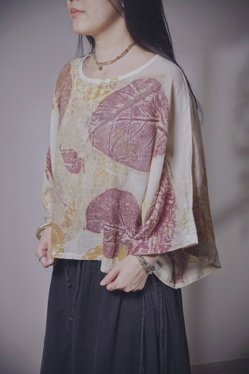 有機棉 植物捶染蝴蝶袖上衣 | 春花 | Batwing Sleeve Top